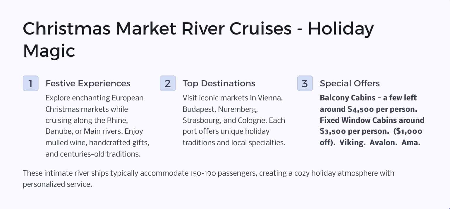 European Christmas Market river cruises for fall and winter 2025